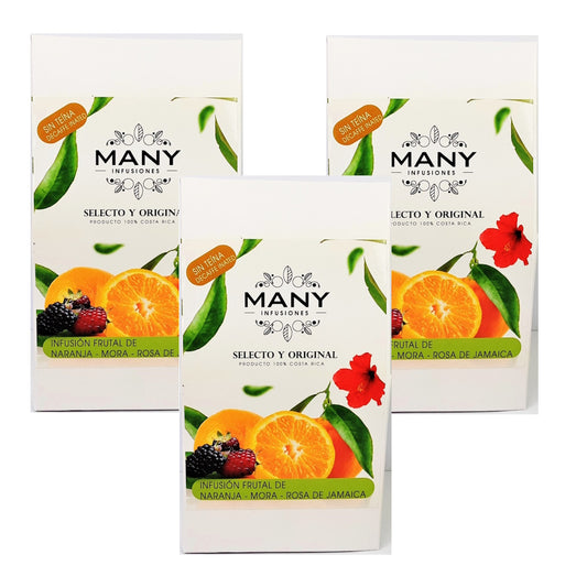 Infusión (té) Frutal de Naranja-Mora-Jamaica - Set de 3 paquetes de 30gr c/u