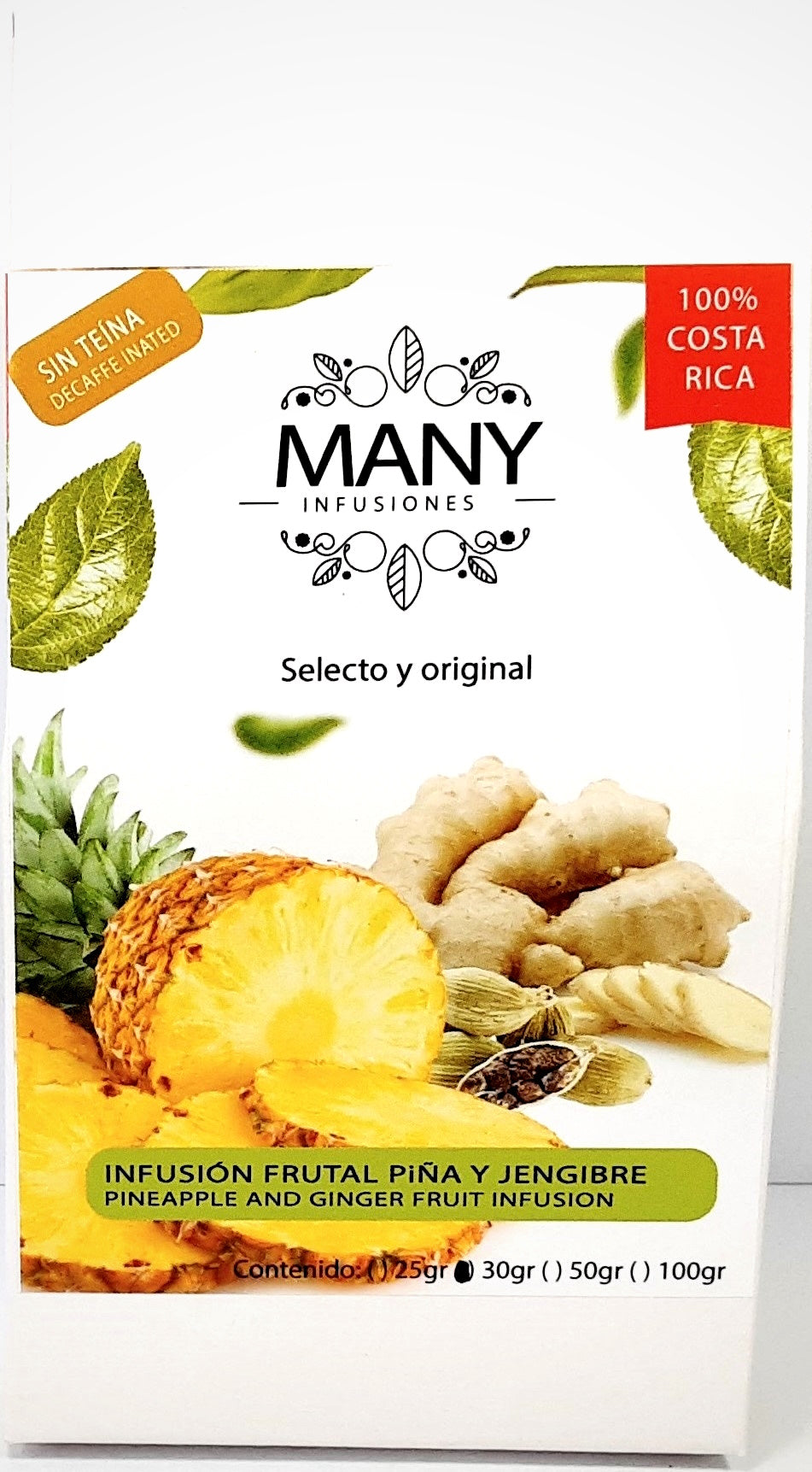 Infusión (té) Frutal de Piña y Jengibre - Set de 3 paquetes de 30gr c/u