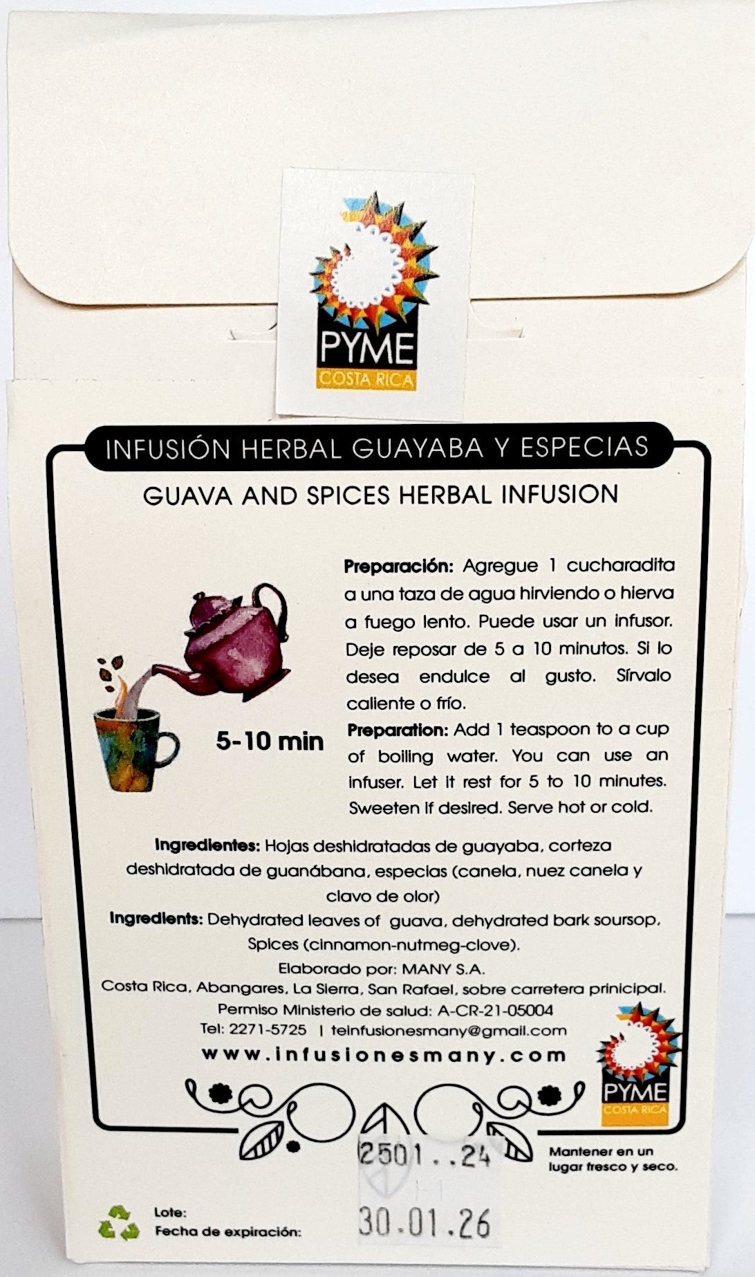 Infusión Herbal (Té) de Guayaba y Especias - Set de 3 paquetes de 30gr c/u