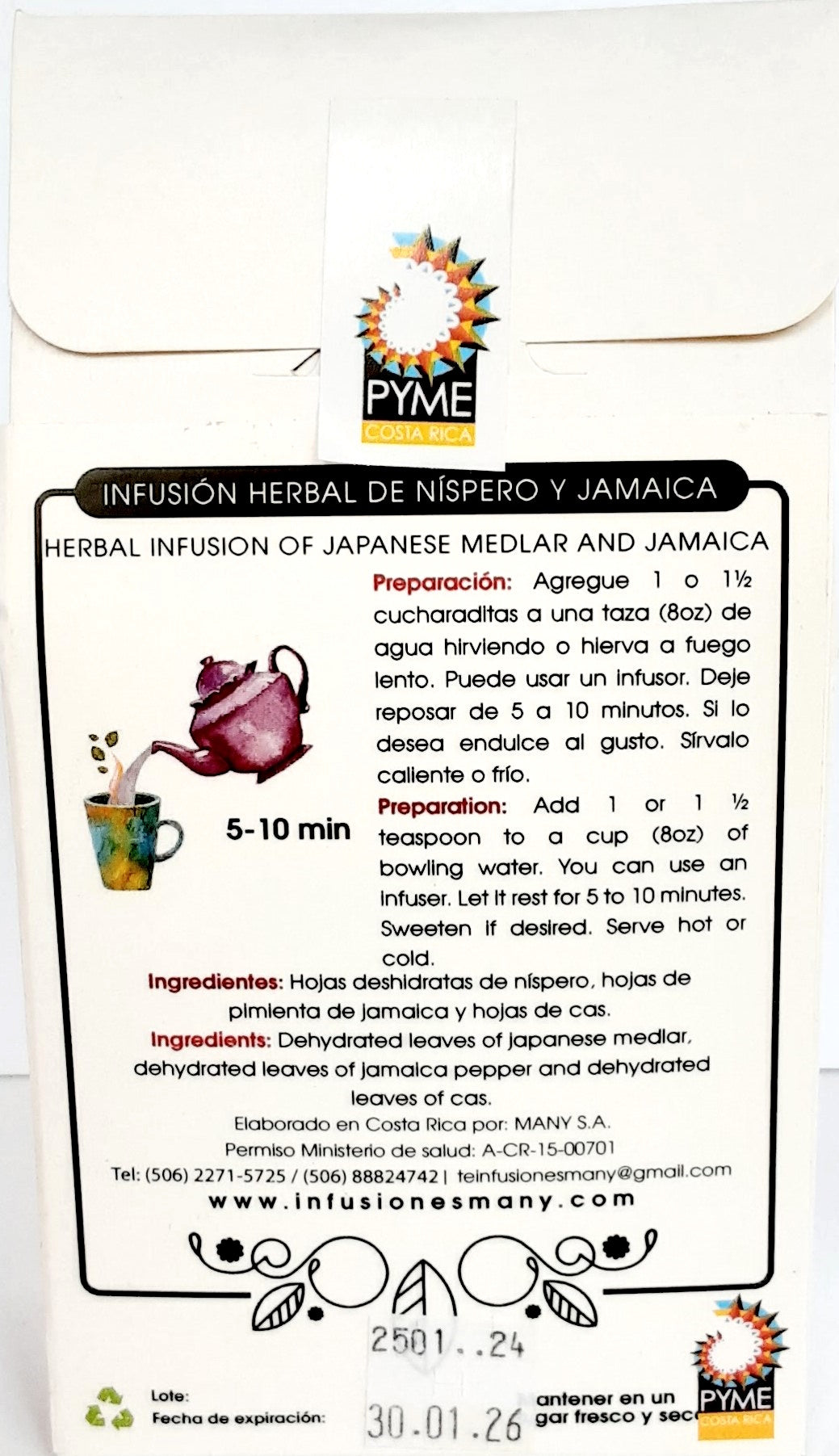 Infusión Herbal (Té) de Níspero y Jamaica - Set de 3 paquetes de 30gr c/u