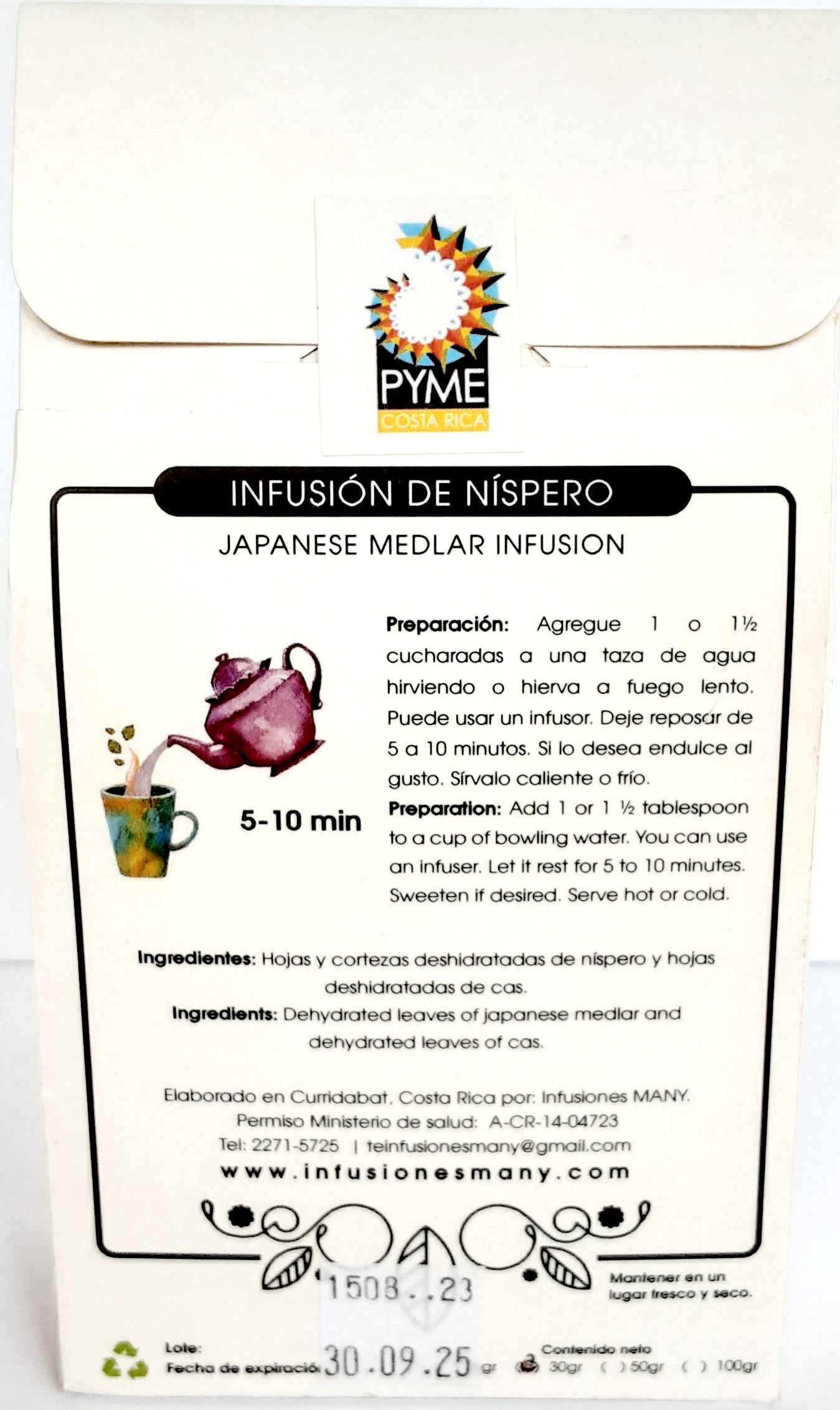 Infusión Herbal (Té) de Níspero - Set de 3 paquetes de 30gr c/u