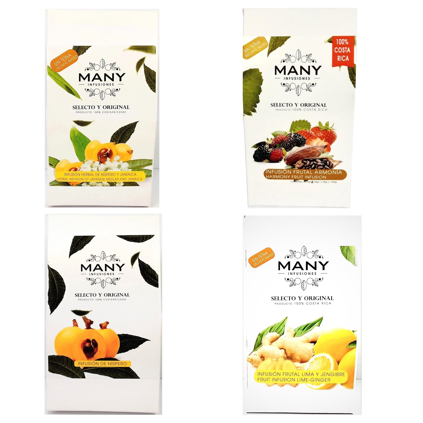 Infusiones (té) herbales surtidas 4pack (Nispero/ Nispero y pimienta de jamaica/ Armonia / Lima y Jengibre)