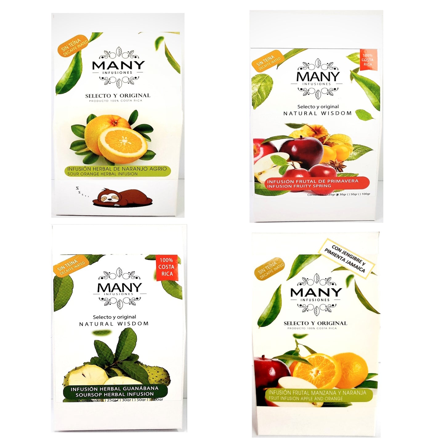 Infusiones (té) herbales surtidas 4pack (Naranjo Agrio/ Guanábana / Naranja-Manzana / Primavera)