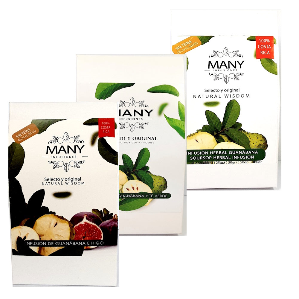 Infusiones (té) herbales surtidas 3pack (Guanábana-Higo / Guanábana-Té verde / Guanábana)