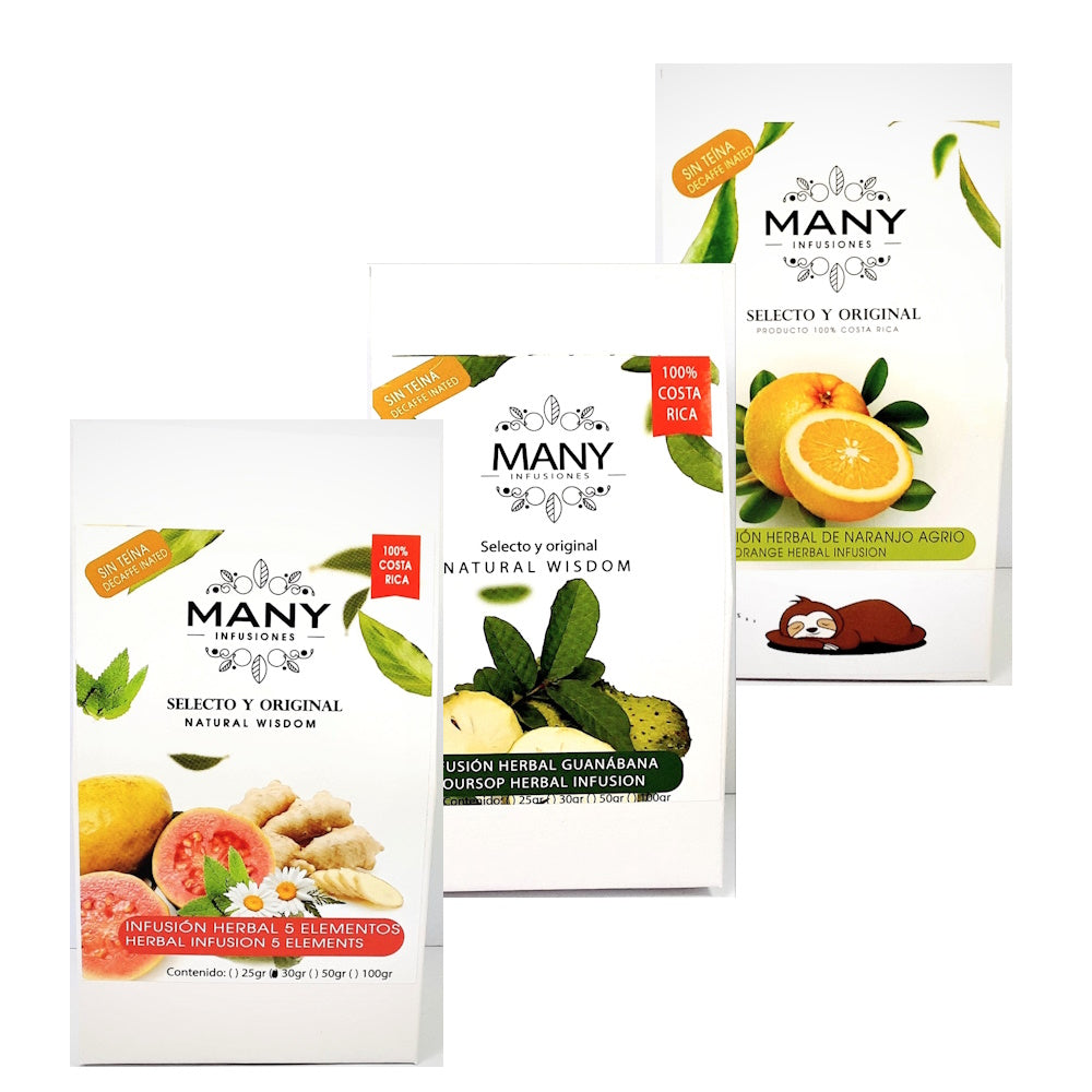 Infusiones (té) herbales surtidas 3pack (Guanábana / Naranjo Agrio / Cinco Elementos)