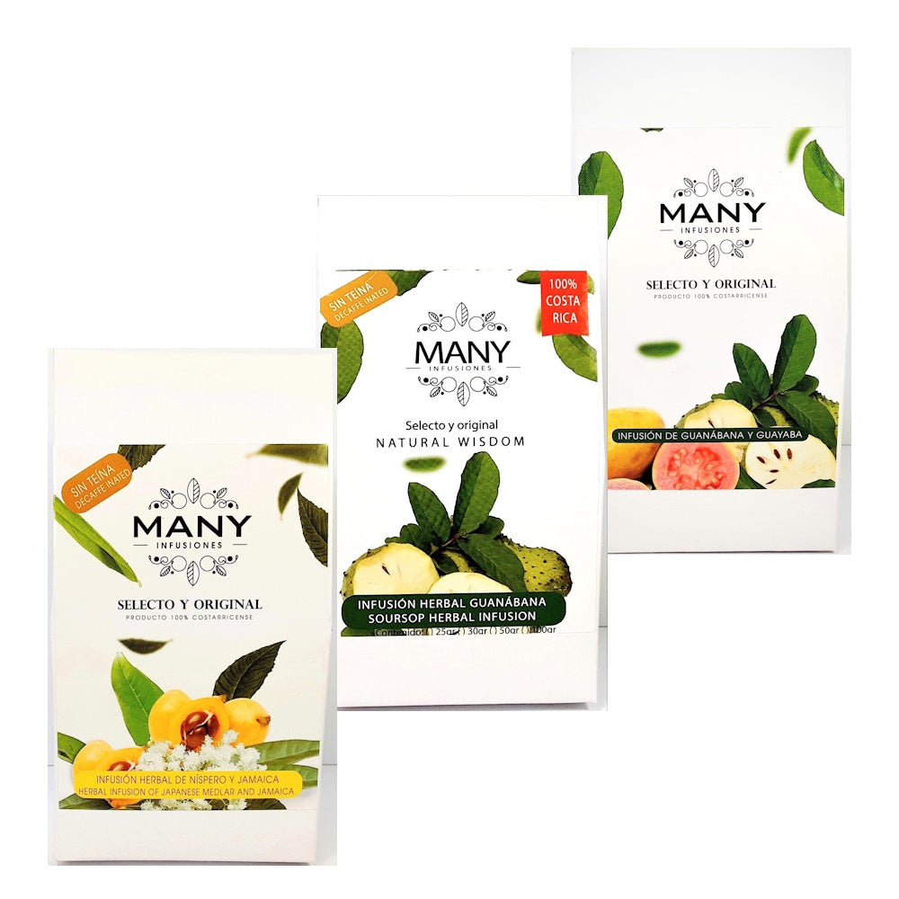 Infusiones (té) herbales surtidas 3pack (Guanábana / Guanábana y Guayaba / Níspero y Jamaica)