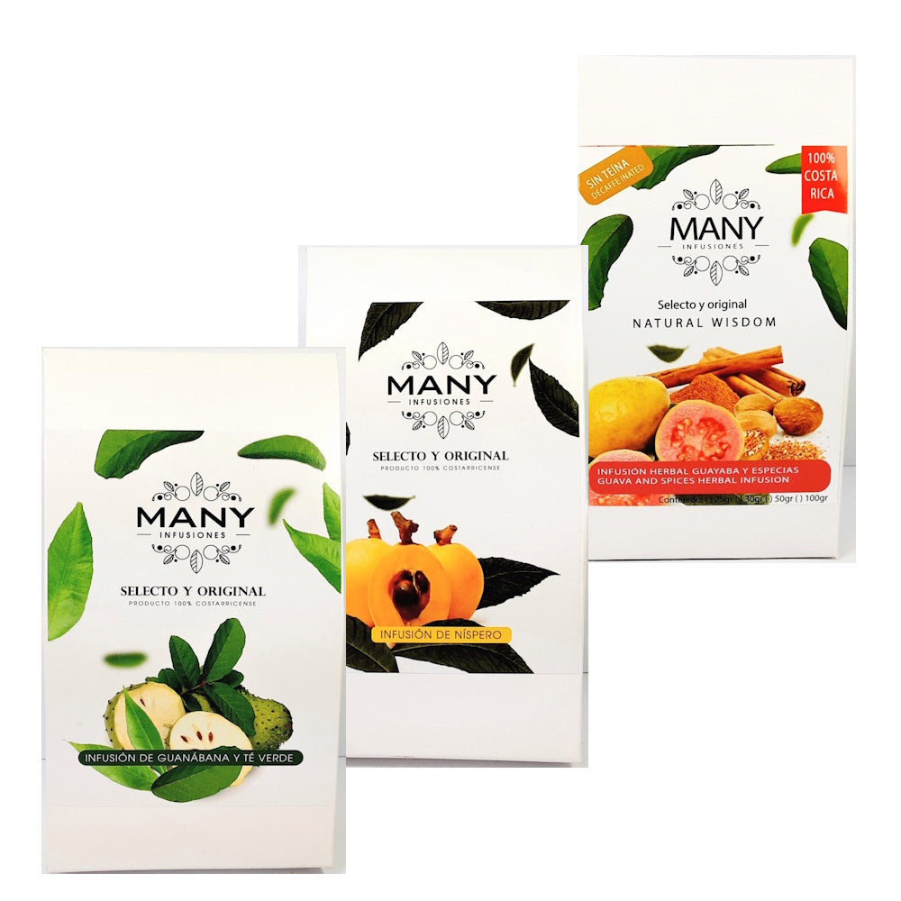 Infusiones (té) herbales surtidas 3pack (Guayaba y Especias / Níspero / Guanábana y té verde)