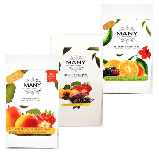 Infusiones (té) frutales surtidas 3pack (Naranja-Mora-jamaica / Tropicacao / Manga y Fresa)